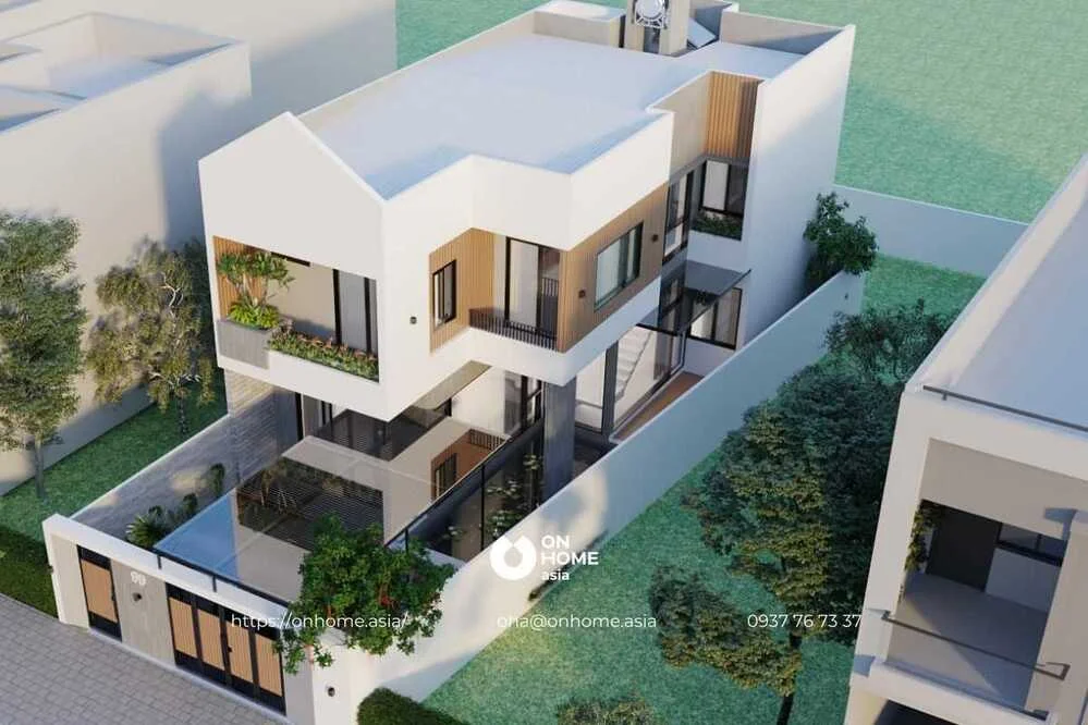 Mẫu thiết kế nhà ống 2 tầng 4 phòng ngủ sang chảnh