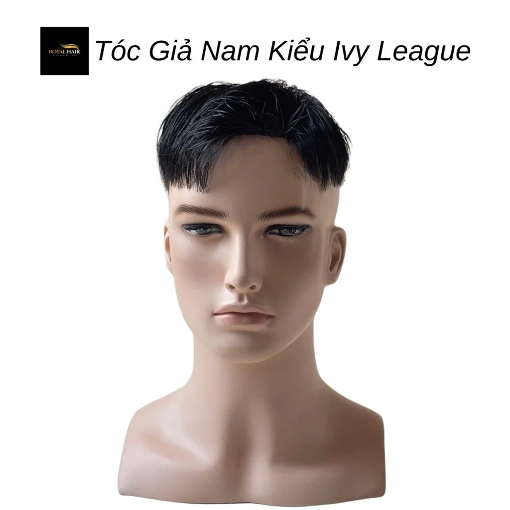 Mẫu tóc giả ivy league tóc nam ngắn gọn lịch lãm trên ma-nơ-canh nền trắng