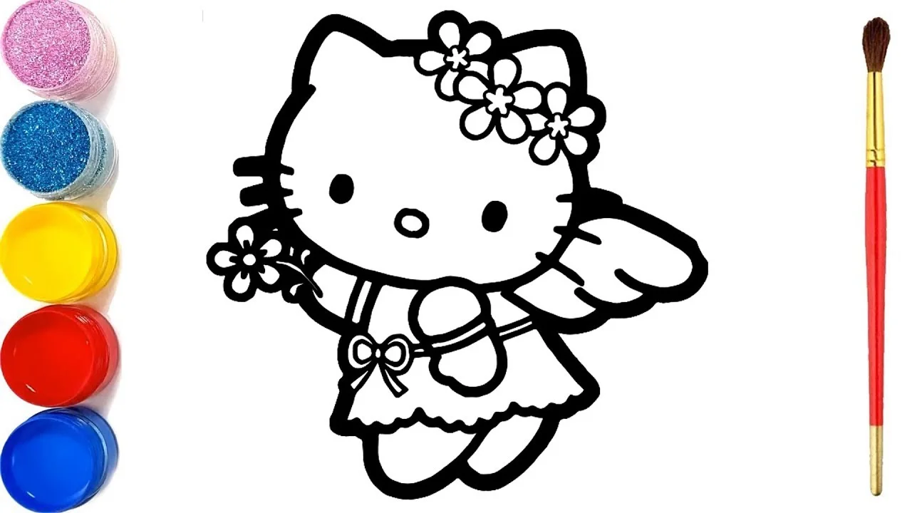 Hello Kitty thiên thần và bộ màu vẽ