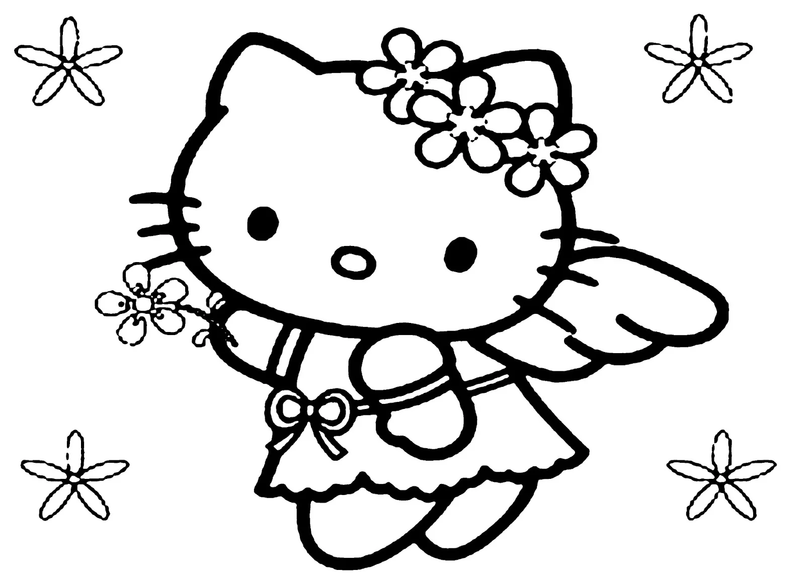 Tranh tô màu Hello Kitty thiên thần