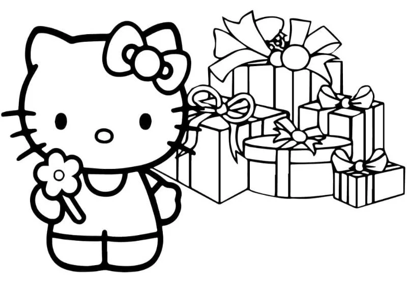 tranh to mau hello kitty va nhung mon qua