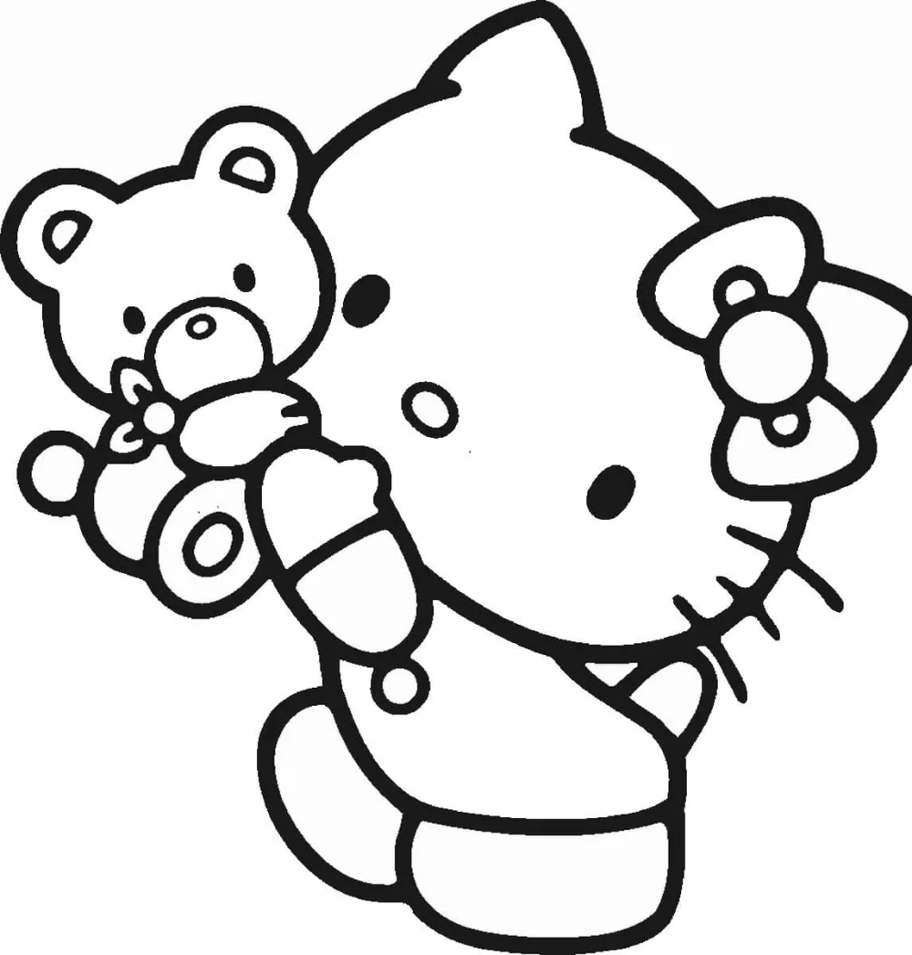 Mẫu hình Hello Kitty đơn giản cho bé 2 tuổi tập tô