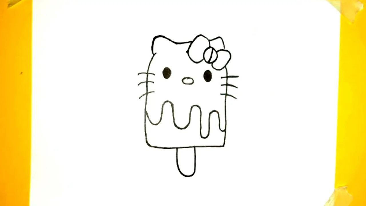 Que Kem Hello Kitty Cách Vẽ Đơn Giản - Hello Kitty Cute Ice Cream Sticks Easy Drawing Tutorials