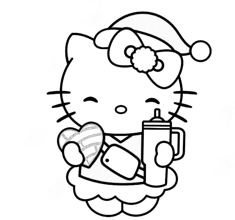 Bé tập tô màu Hello Kitty mặc váy hồng dễ thương