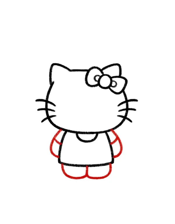Phác thảo thân và váy nhân vật Hello Kitty