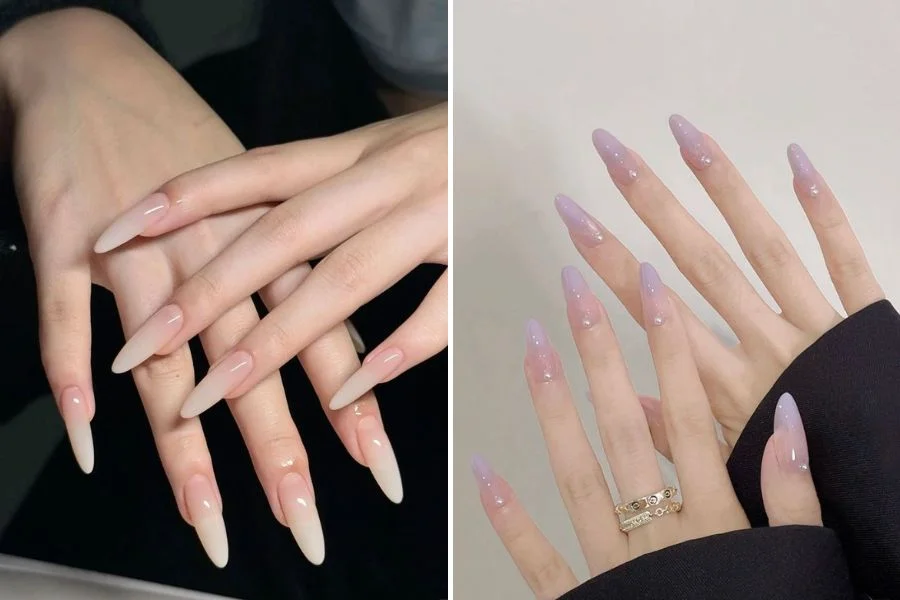 Mẫu nail ombre với hiệu ứng chuyển màu uyển chuyển, tạo vẻ đẹp tinh tế và cuốn hút cho đôi tay