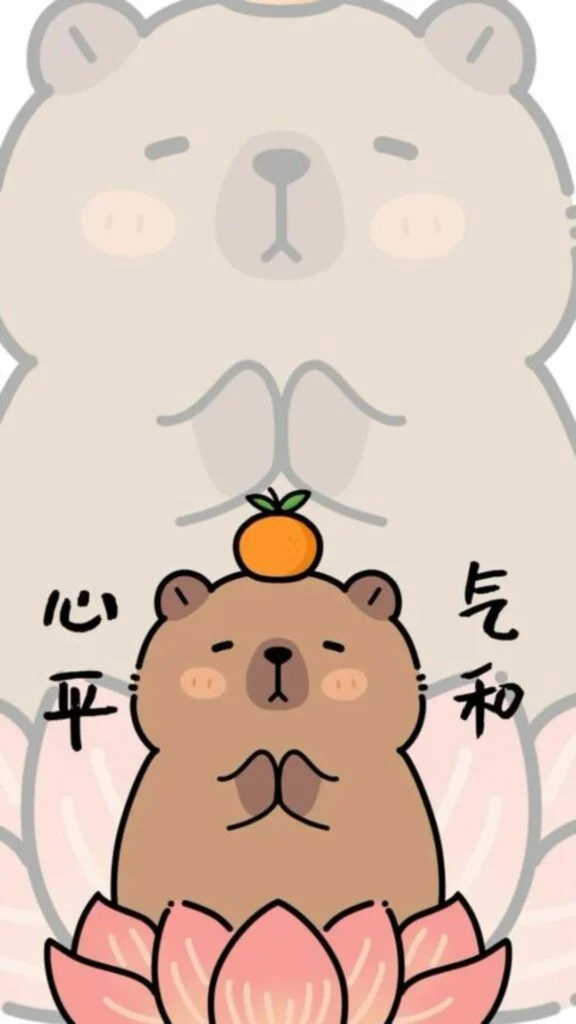 Hình nền Capybara thiền.