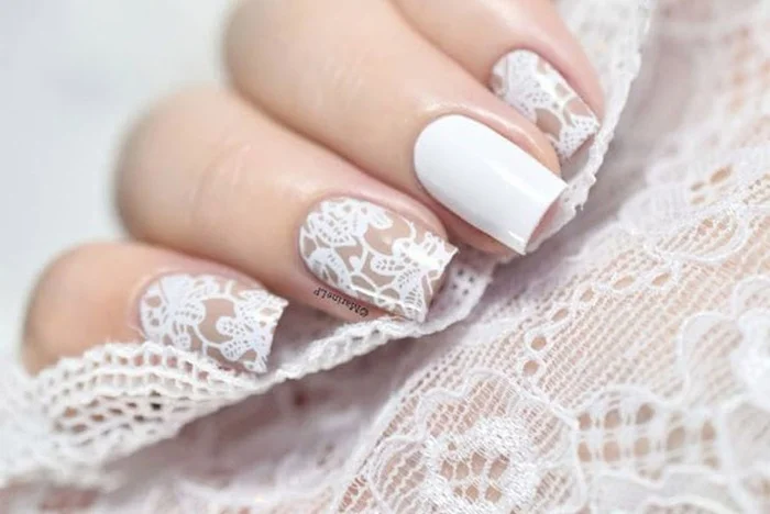 nail cô dâu họa tiết ren