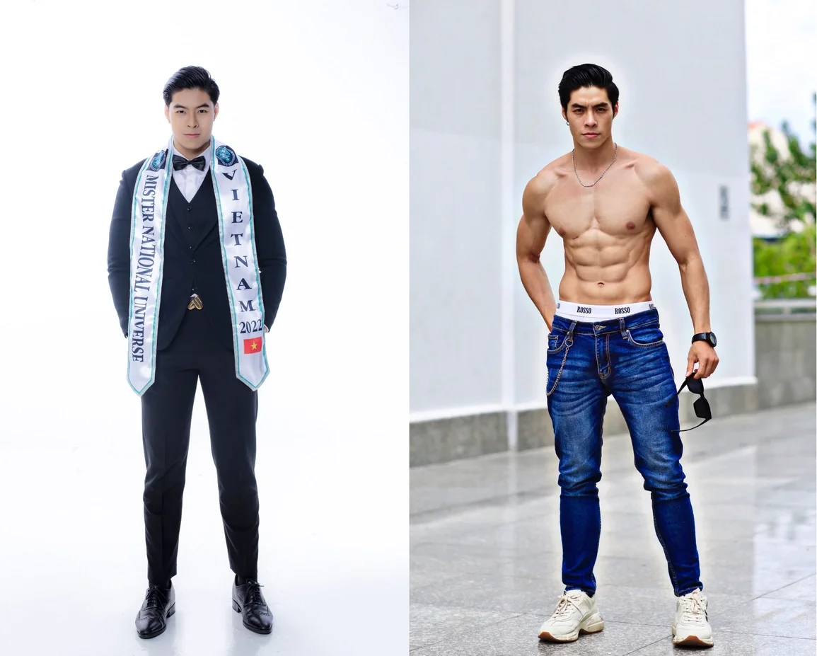 Người mẫu Việt Nam với vẻ ngoài lịch lãm và thân hình săn chắc trong trang phục vest và đời thường