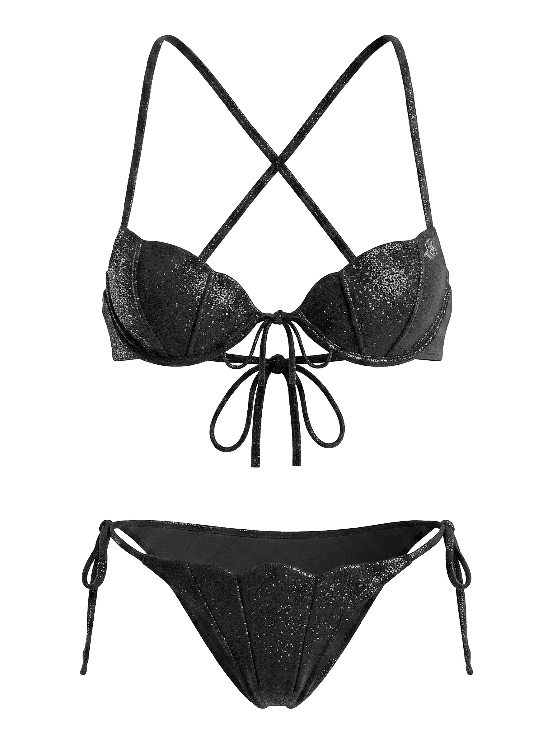 Bikini hai mảnh màu đen thiết kế dây đan chéo