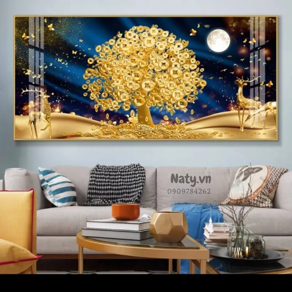 Tranh Tráng Gương Cây Tài Lộc Phong Thuỷ - Decor Trang Trí