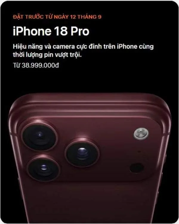 Hai mẫu iPhone 18 Pro tại Việt Nam có giá từ gần 39 đến 81 triệu đồng