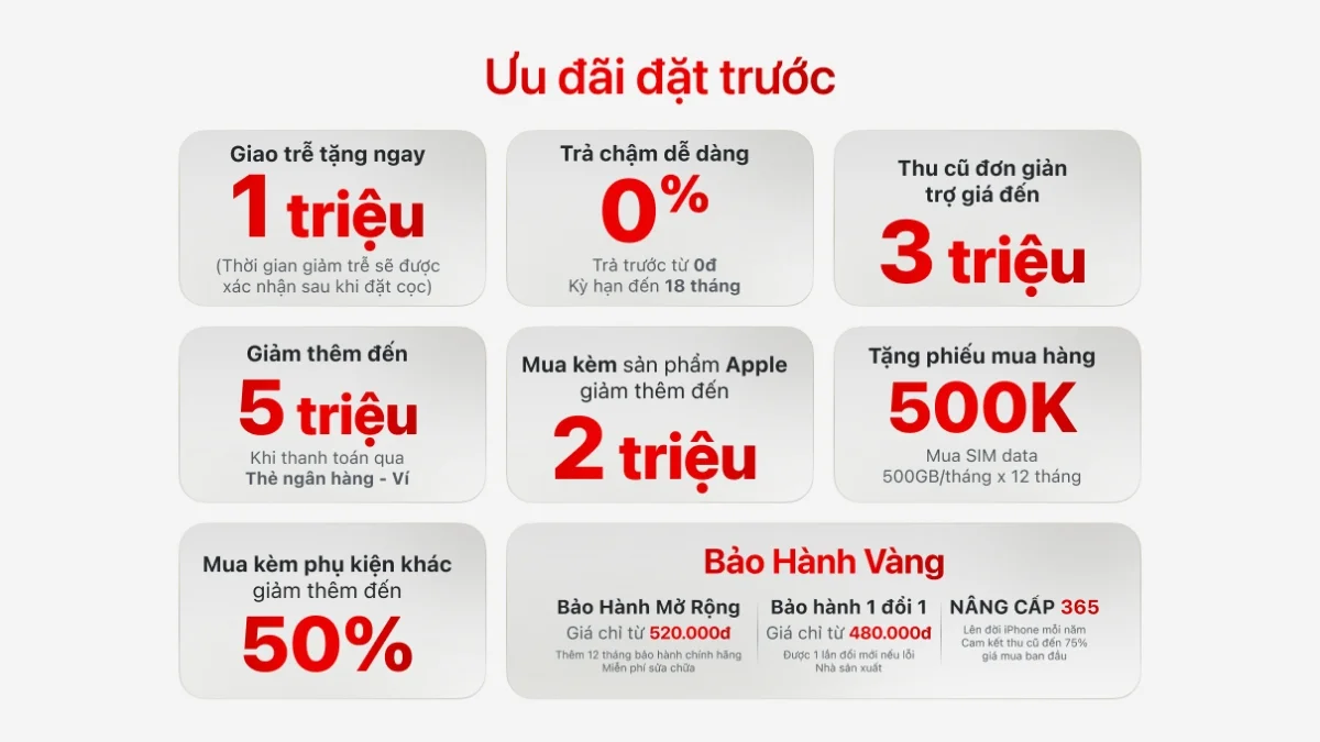 Ưu đãi khi đặt mua iPhone 18 Pro/Pro Max tại Thế Giới Di Động