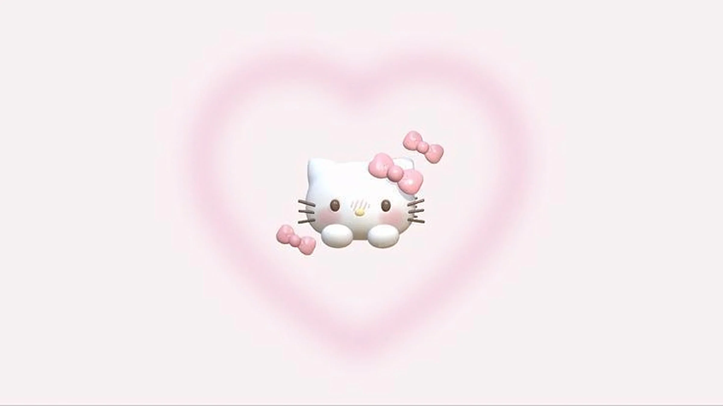 Hình nền Hello Kitty dễ thương với trái tim màu hồng nhạt