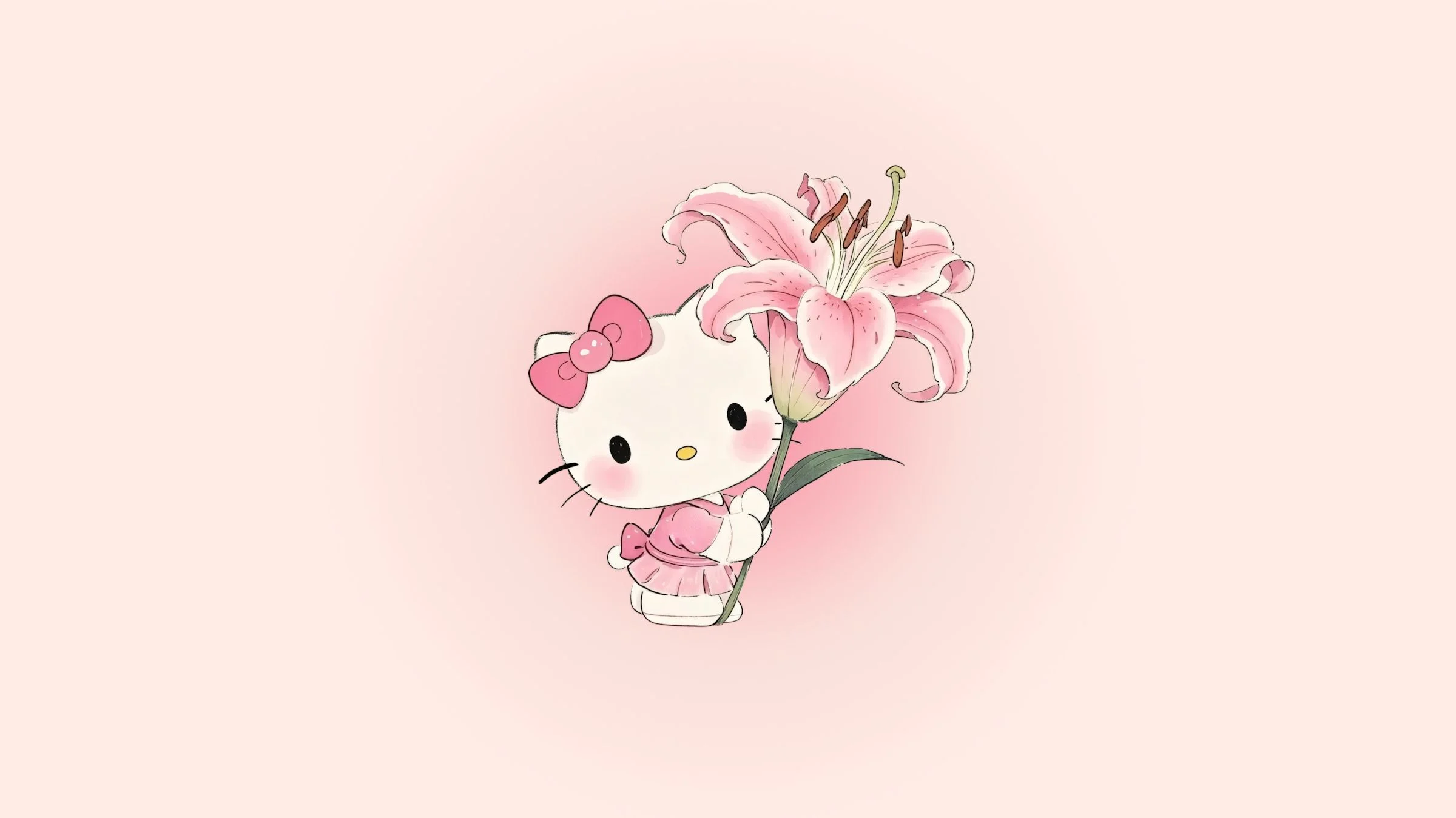 hình nền hello kitty dễ thương với hoa lily hồng làm hình nền điện thoại