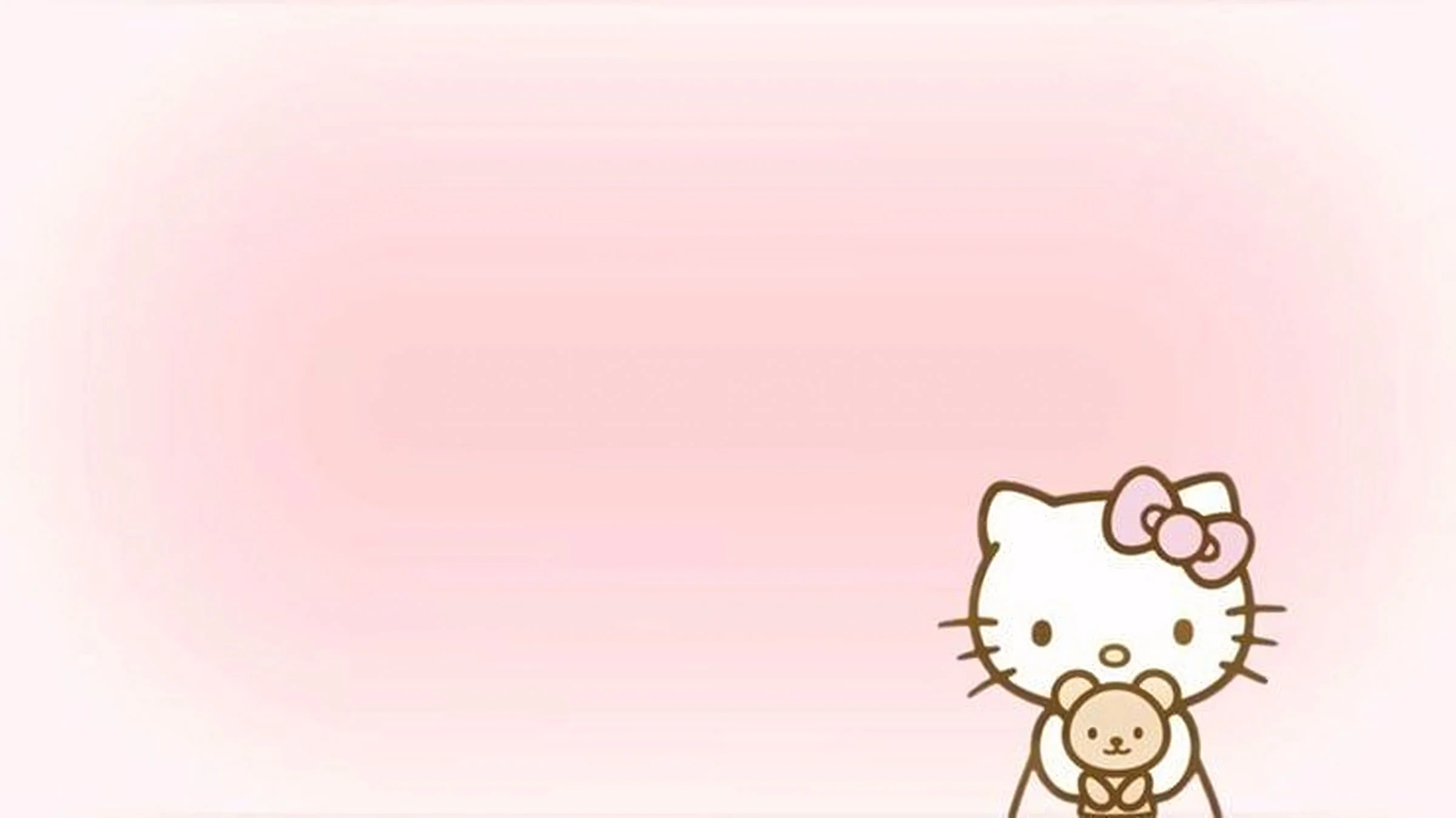 Hình nền Hello Kitty ôm gấu bông trên nền màu hồng nhạt dễ thương