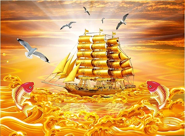 Tranh 3D thuận buồm xuôi gió và cá chép