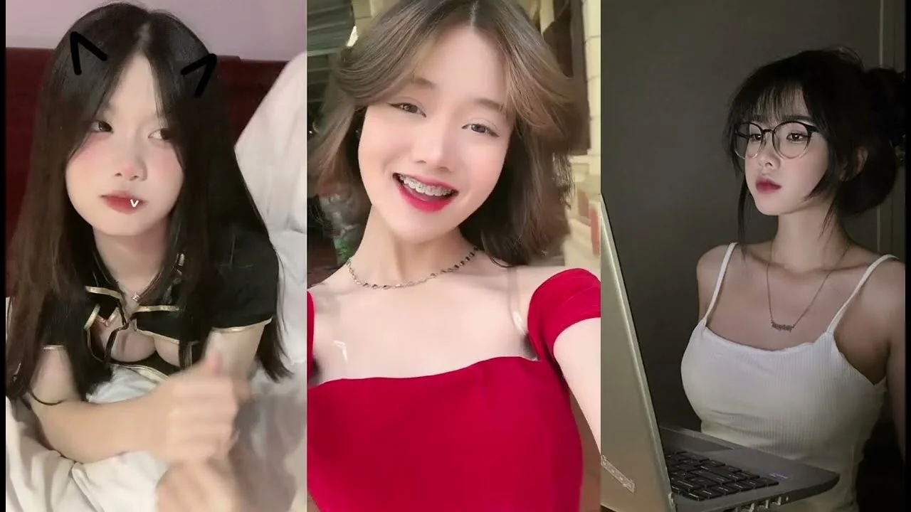 Cô gái xinh đẹp mặc đồ đen quyến rũ