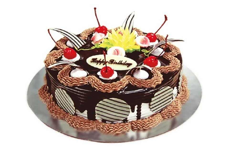 Ảnh bánh sinh nhật sô-cô-la trang trí đẹp mắt với cherry và kem tươi
