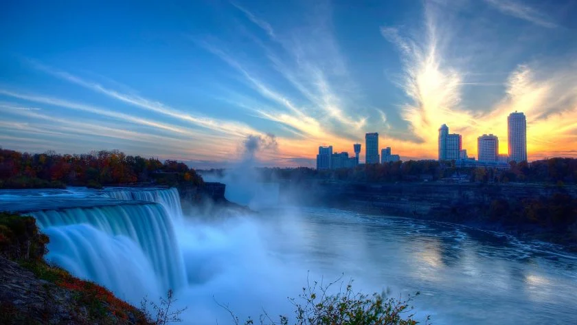hinh nen 4k thac Niagara vao mot buoi sang tai Canada