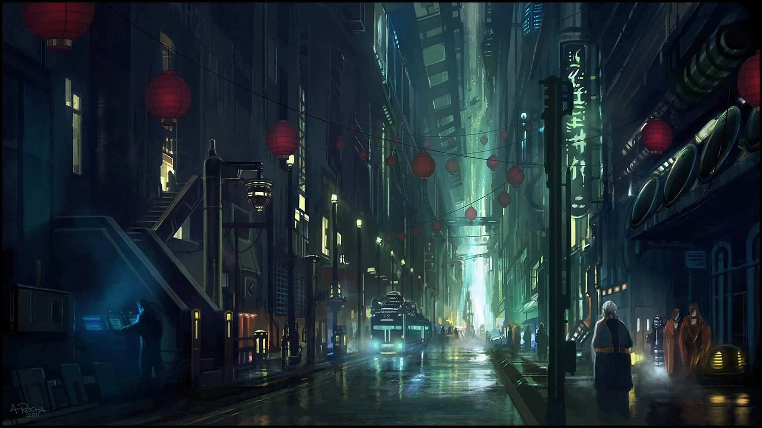 Hình nền đẹp 4k thành phố tương lai cyberpunk về đêm