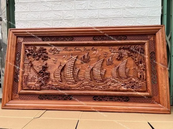 Tranh gỗ điêu khắc thuận buồm xuôi gió
